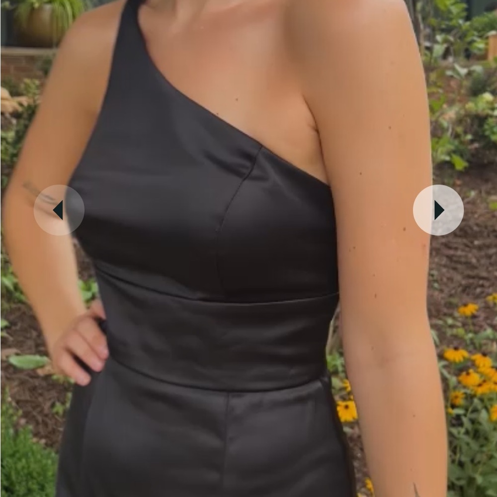 David's Bridal Black One-Shoulder Slit Gown - Picture 5 of 5